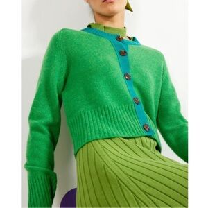 Vibrant Green Button-Up Cardigan